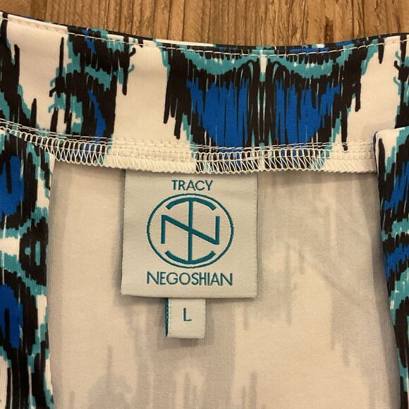 Tracy Negoshian Blue Stretch Pullover Sheath 3/4 Sleeve Large NWT $142 - Picture 8 of 12